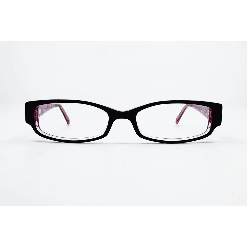 C Asia Eyeglasses Womens Black Pink Swirl Rectangle Frames 51-16-135 56